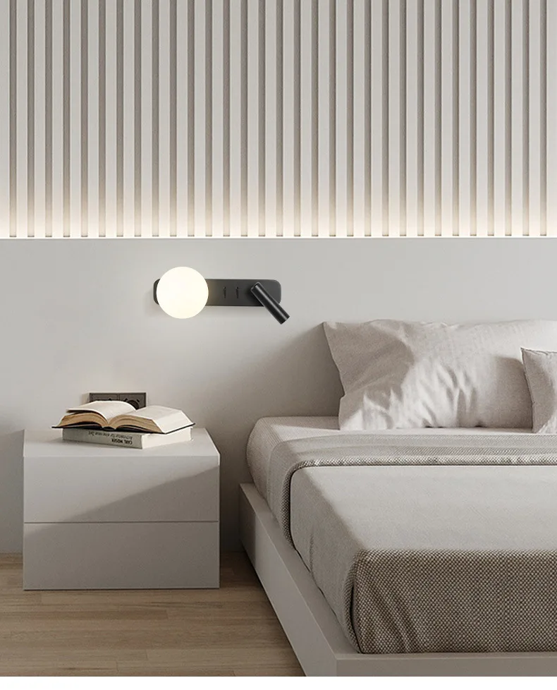 Simple Modern Bedside Reading Lamp Designer Wall Lamp Bedroom Bedside Black Double head  LED Wall Lamp Night Light