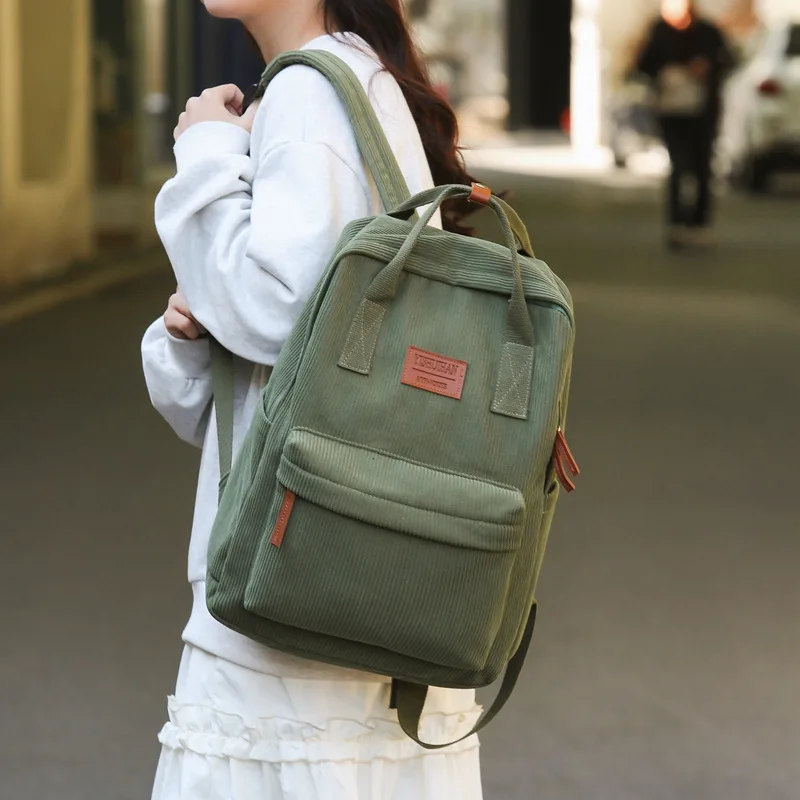 Backpack Flannel Fabric School Backpack Laptop Bag Women's Backpack School Bag Tote Bag Large Capacity Casual High School