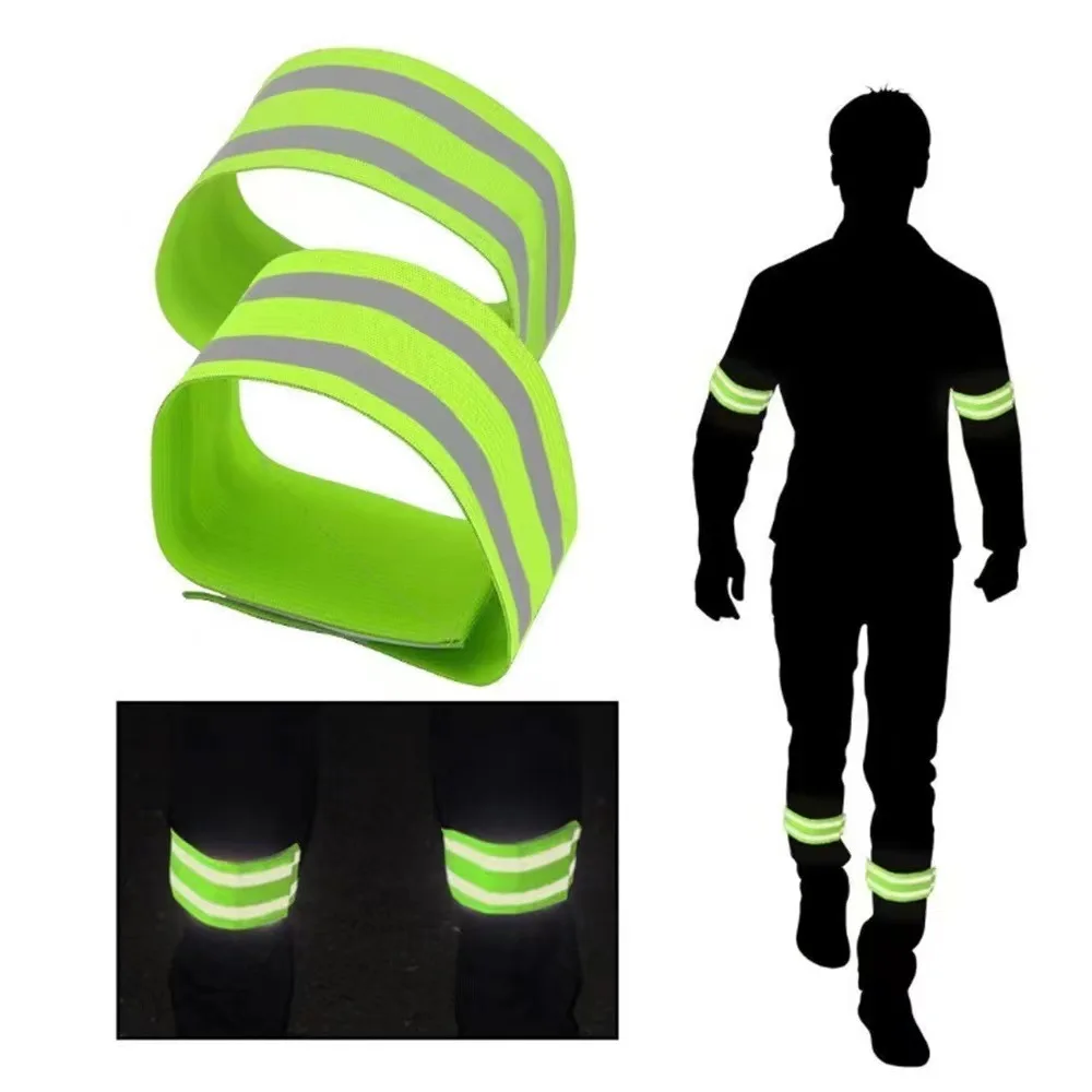 2Pcs Reflective Bands Elastic Armband Wristband Ankle Leg Straps Safety Reflector Tape Straps for Night Jogging Biking Running