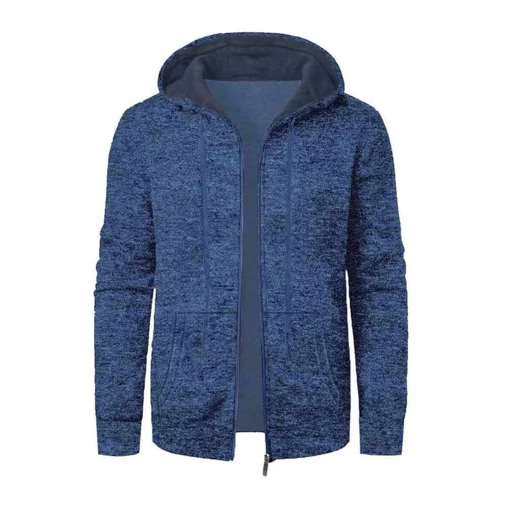 2026 معطف رجالي بقلنسوة برباط وأكمام طويلة وسحاب للإغلاق سترة غير رسمية مع جيوب بلون سادة ملابس خارجية رياضية فضفاضة