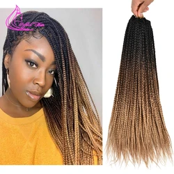 Caja de trenzas trenzadas para mujer, extensiones de cabello sintético de 24 pulgadas, Marrón degradado, Rubio, 22 raíces, hechas a mano