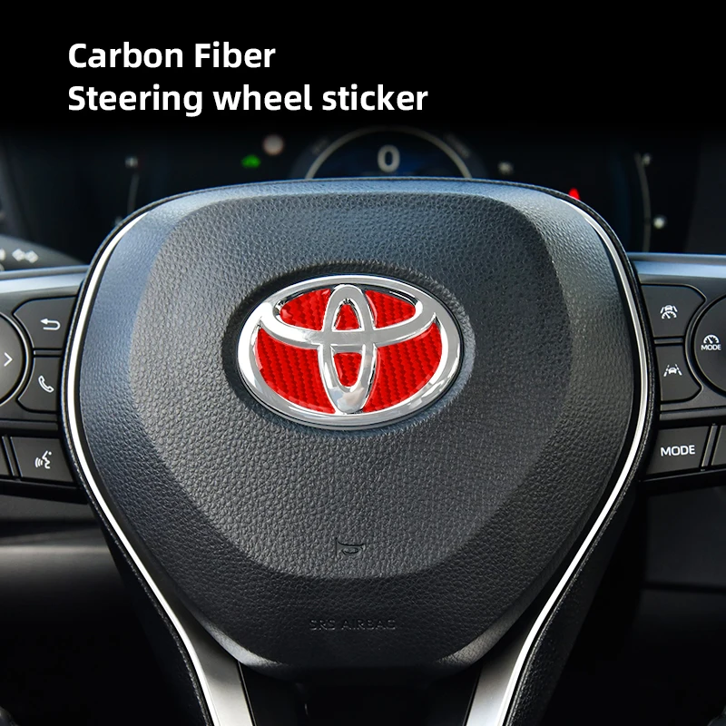 Carbon Fiber Car Steering Wheel Stickers Accessories For Toyota GR Corolla Yaris Aygo Prius CHR Camry Auris Avensis Land Cruiser