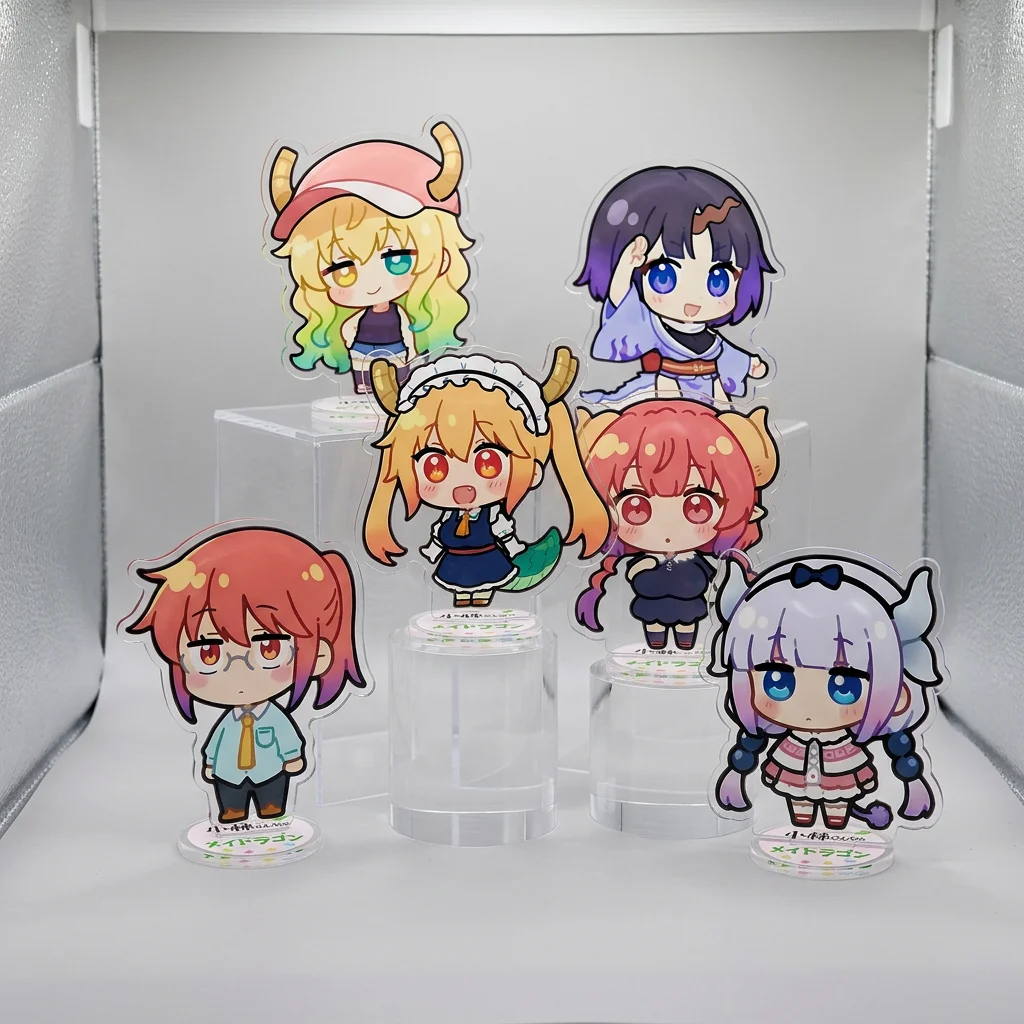 Llavero con Figura Acrílica de Chibi Ilulu, Personaje de Anime con Cuernos y Cola Doble en Degradado Rosa y Morado, Adorno de Mesa, Regalo