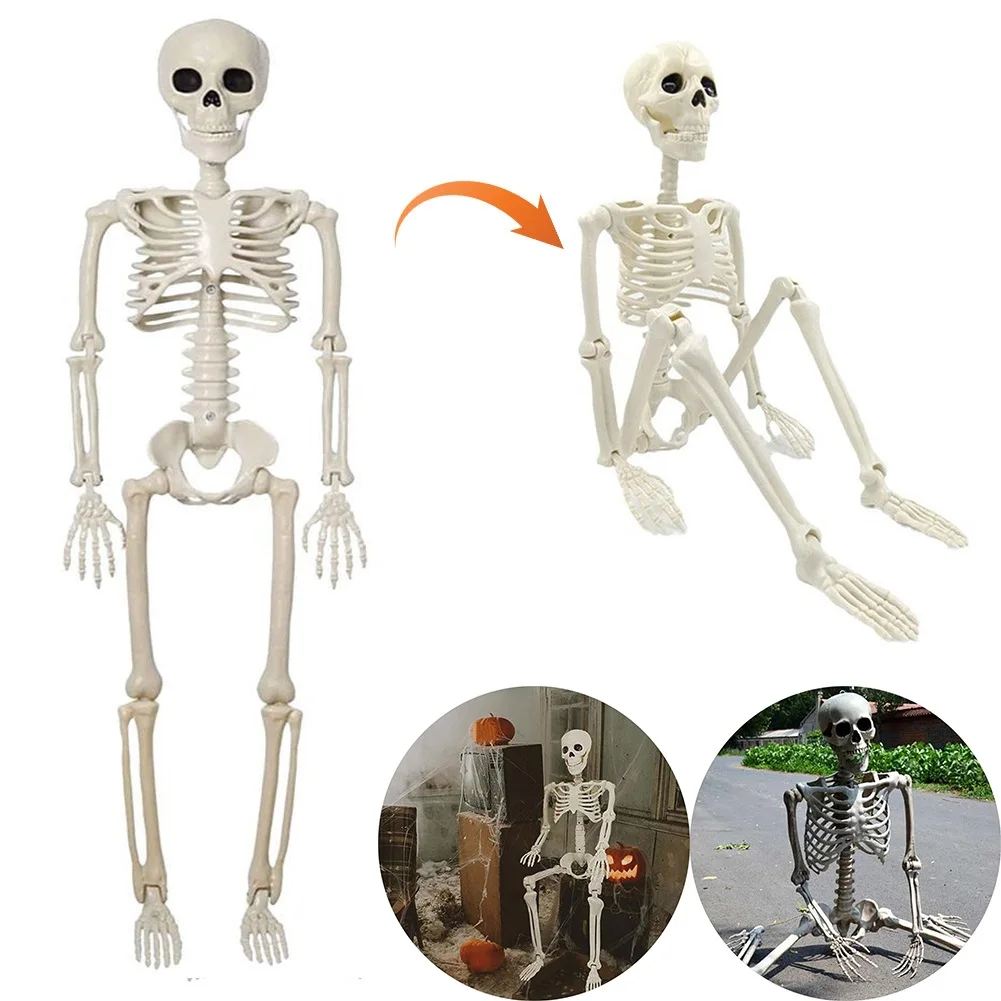 90CM Halloween Horror Anatomy Movable Skull Skeleton Halloween Props Poseable Full Life Size Skeleton Prop Halloween Decoration