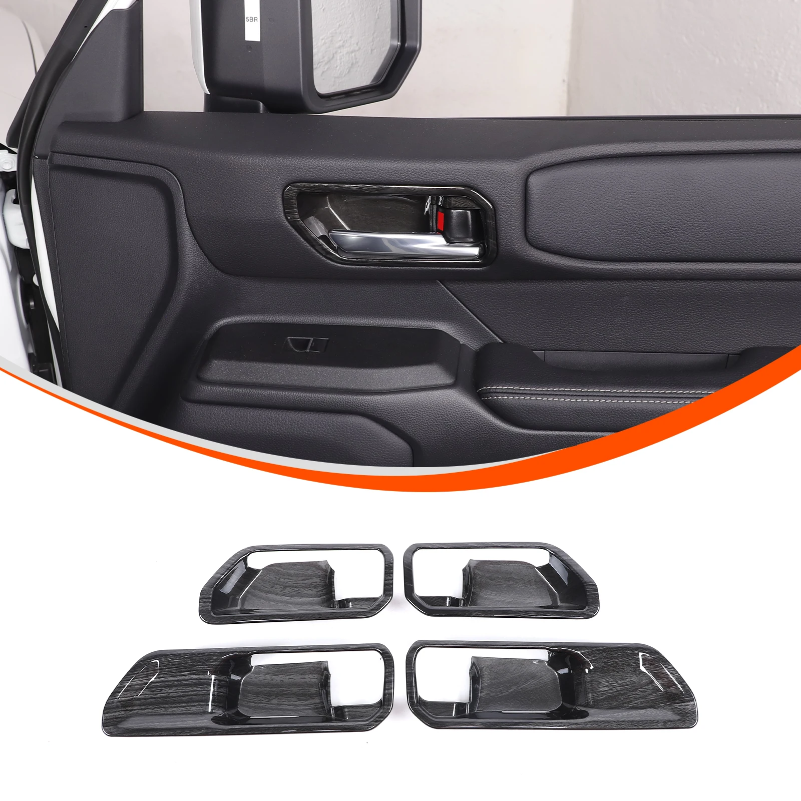 

For 2024+ Toyota Land Cruiser Prado car interior door bowl decorative sticker modified ABS black wood grain 4PCS