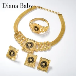 4 PCS Fine Jewelry Set Gold Color Plated Pattern Pendant Big Earrings African Classic Bracelet Exquisite Ring Wedding Handmade