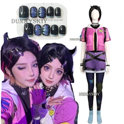 Clove Cosplay Costume Game Valorant Clove Immortal Cosplay Costume Clove Nails Wig Women Combat Uniform Halloween Party Outfit