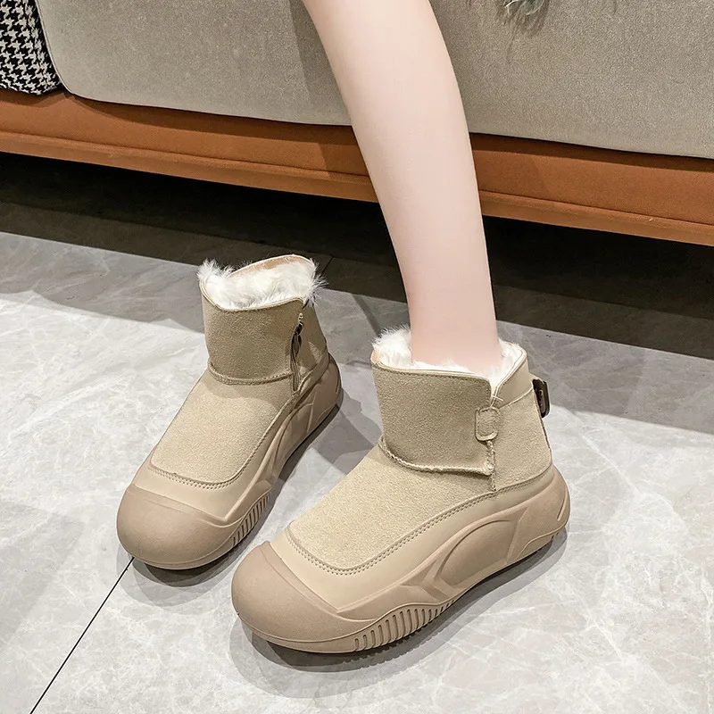 Retro Snow Boots for woman 2024 Winter New Soft Sole Vulcanized Cotton Shoes with Plush Insulation High Top Women's Shoes