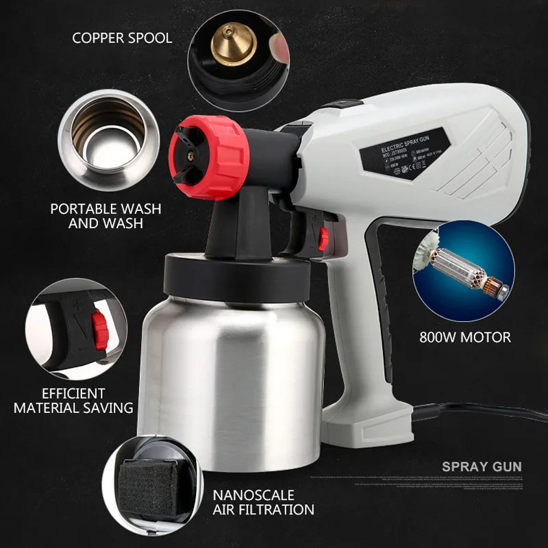 SPRAY PAINT GUN HIGH VOLTAGE ELECTRIC HOME DECORATION SPRAY GUN FLOW CONTROL LATEX PAINT SPRAY GUN ALUMINUM POT JST80009