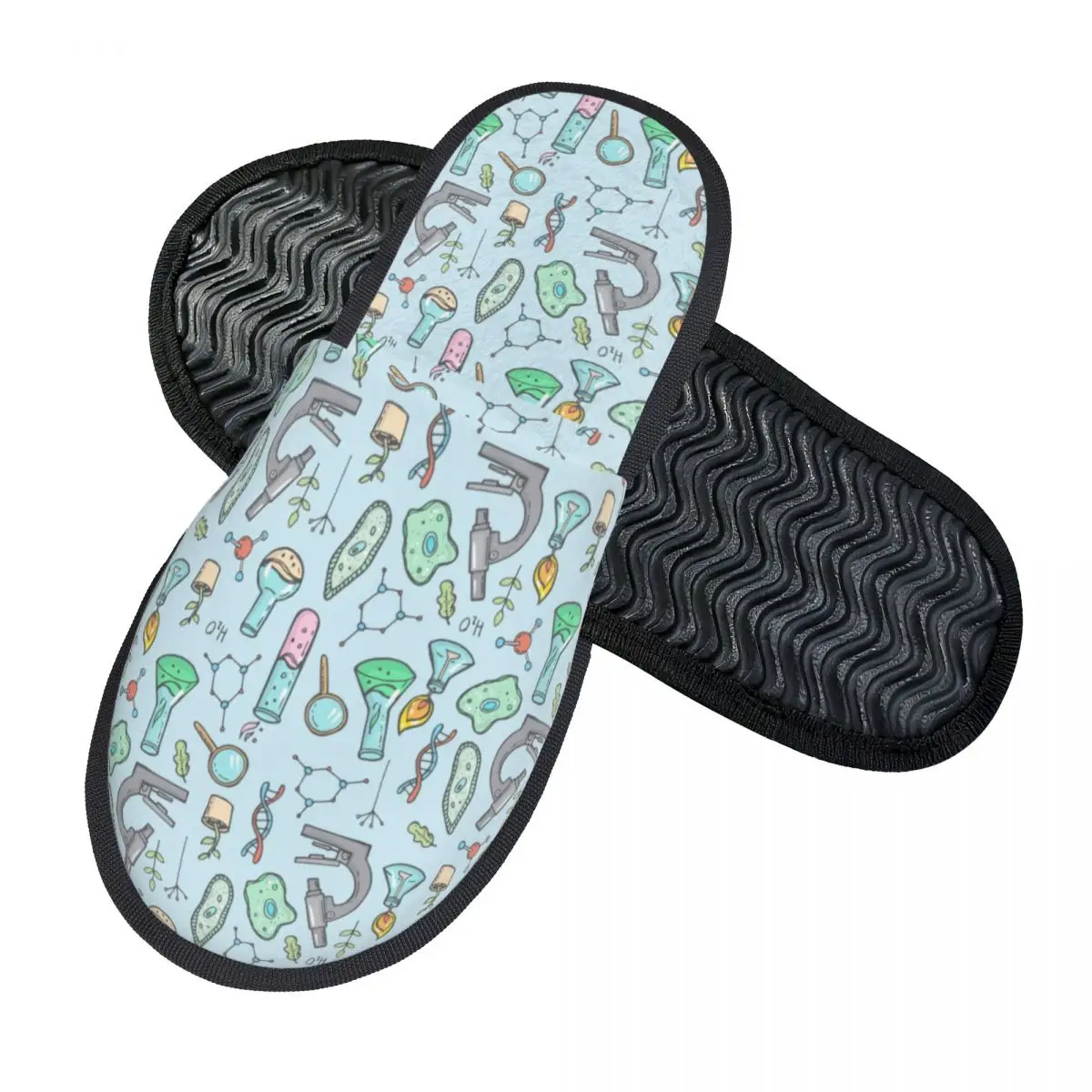 Custom Biology And Chemistry Memory Foam Slippers Women Comfy Warm Natural Science Studies House Slippers