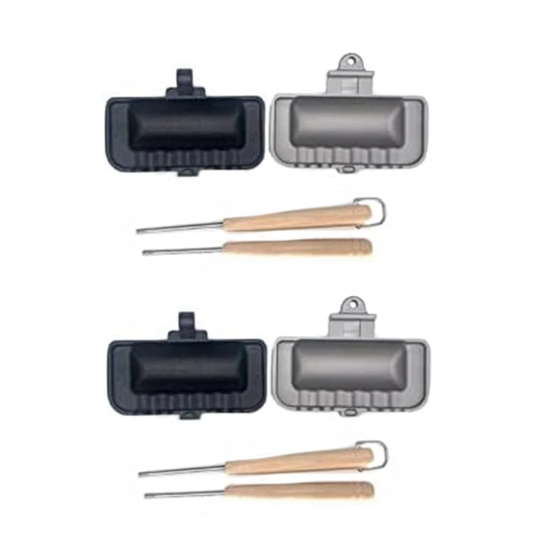 2Pcs Double-Sided Sandwich Baking Pan Baking Sheet For Breakfast Pancakes, Removable Handle