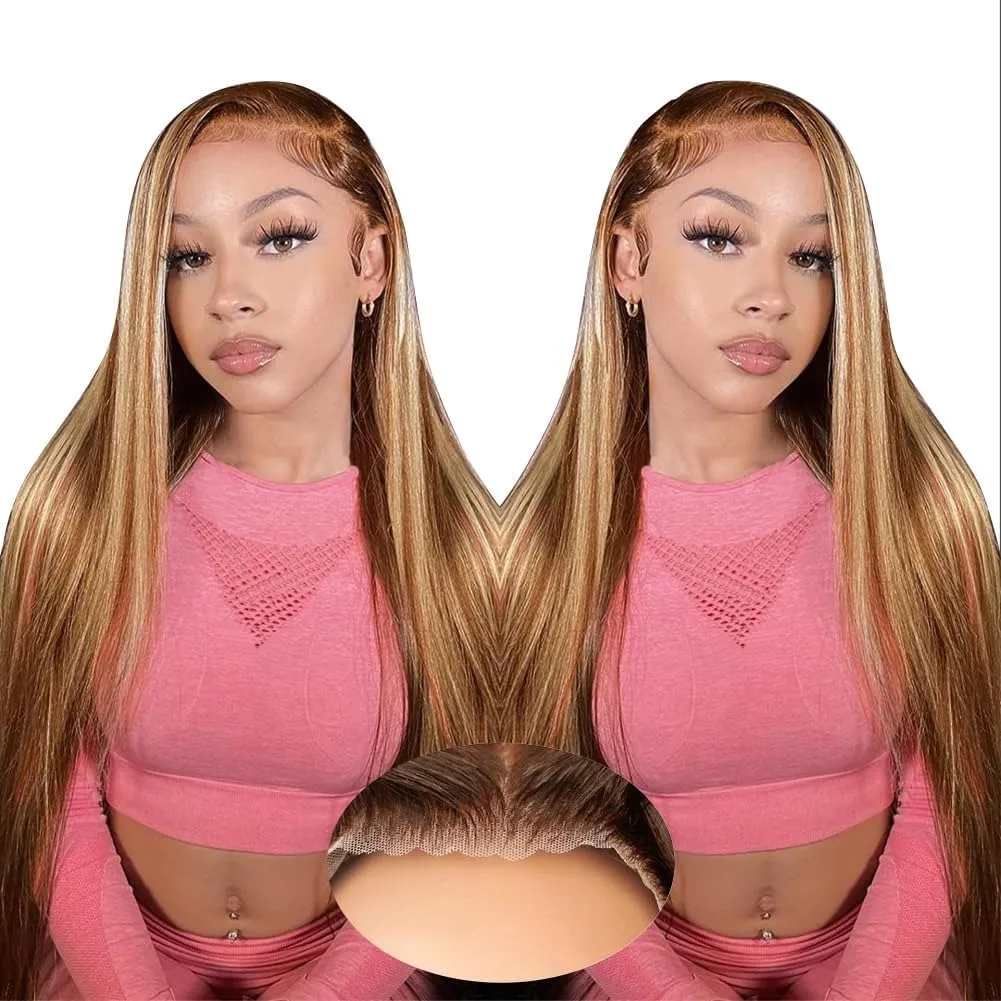 

13x6 Lace Front Wig Brazilian For Women P427 Highlight Bone Straight HD Lace Frontal Wig 13x4 Human Hair Wig 200 Density 40 Inch