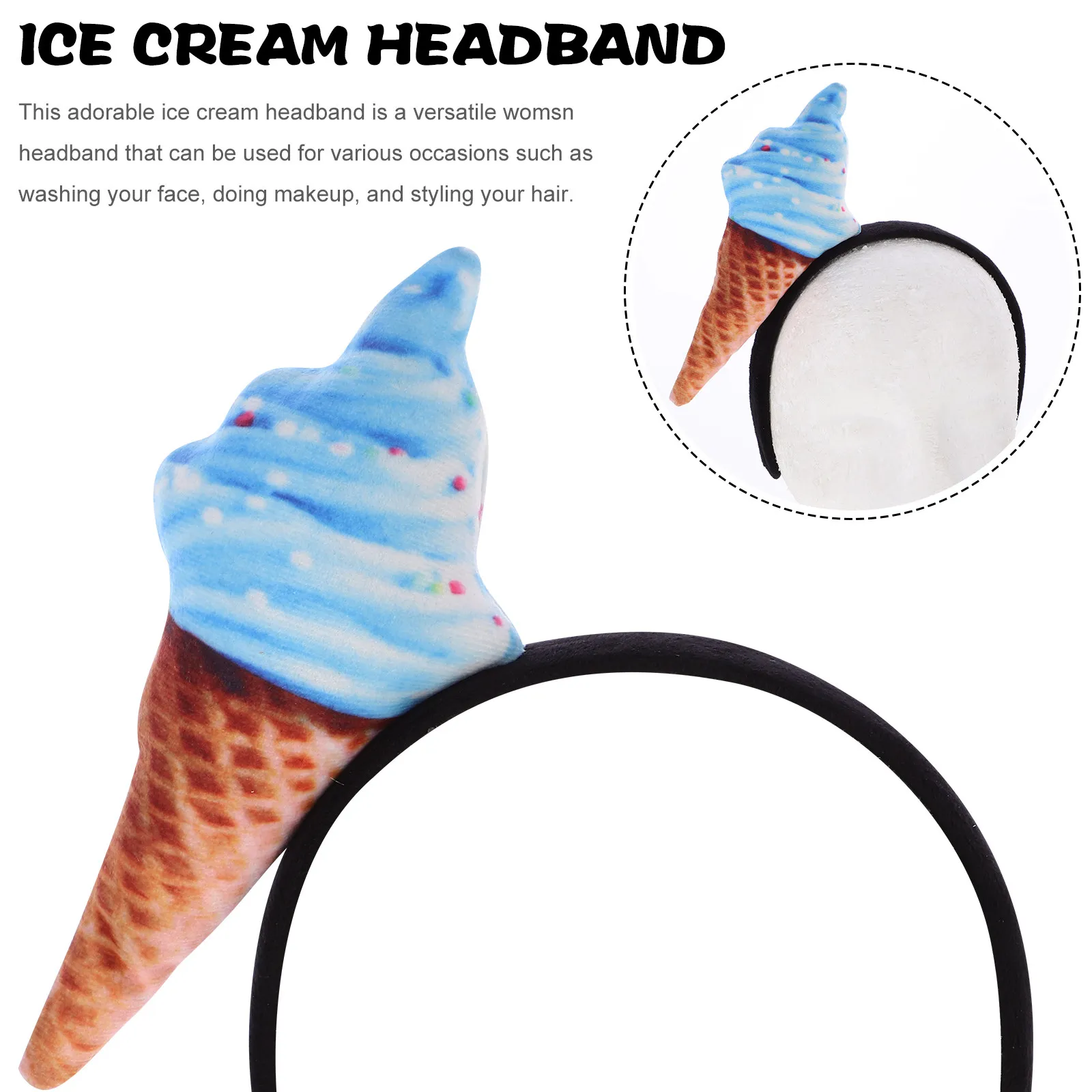 

Ice Cream Headband Comfortable Women Hairband Spa Face Wash Headband for Hair Styling Party Cosplay Hair Accessories