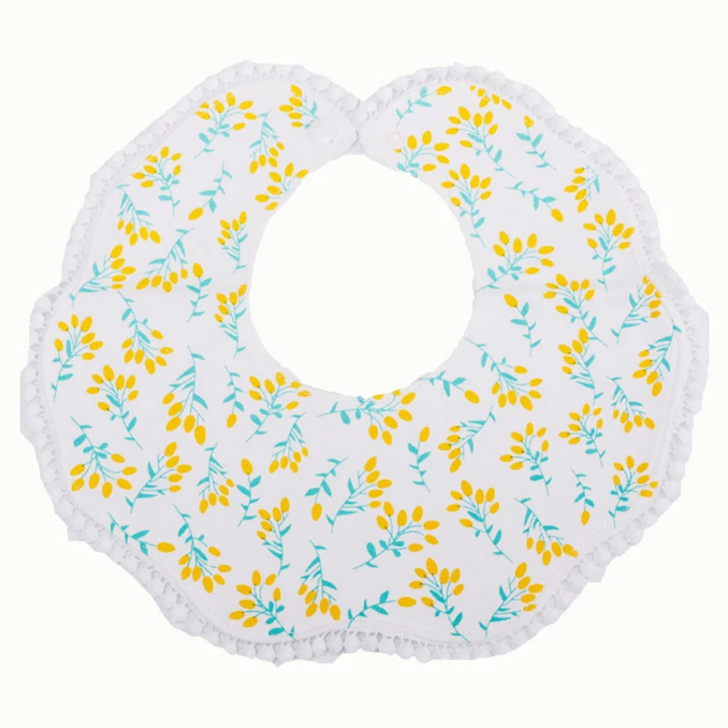 Korean Cute Baby Bibs Saliva Towel Petal 360 Degree Rotatable Cotton Newborn Infant Burp Cloths Feeding Bib for Kids 0-3 Years