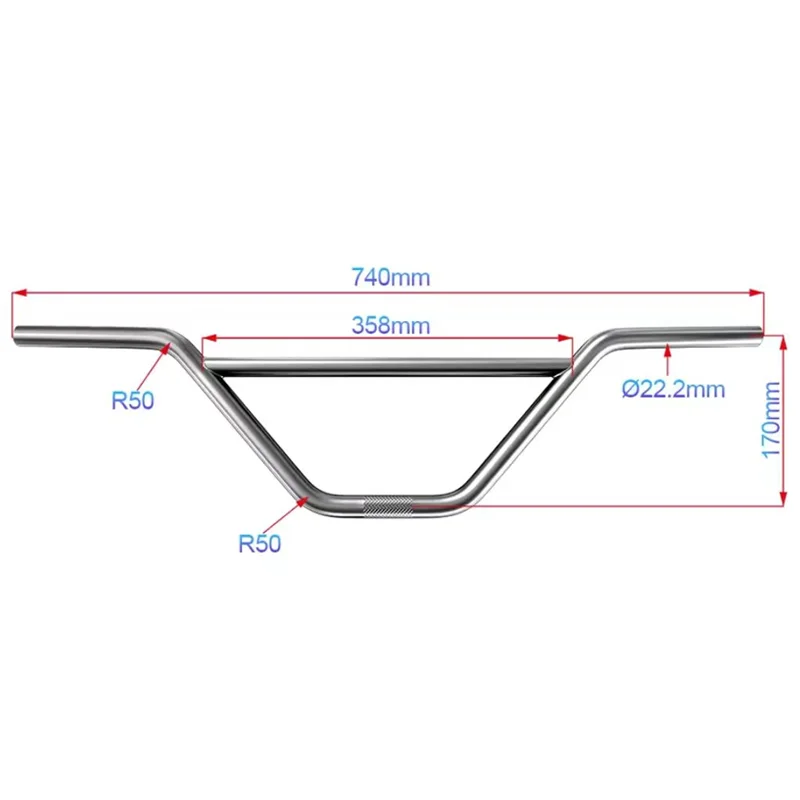 740mm BMX Lenker aus 4130 Chromoly-Stahl, 170mm Höhe, 22,2mm Durchmesser, Hochleistungslenker für Wheelie, Stunt, Cruiser, Big BMX Bikes – Detail 3