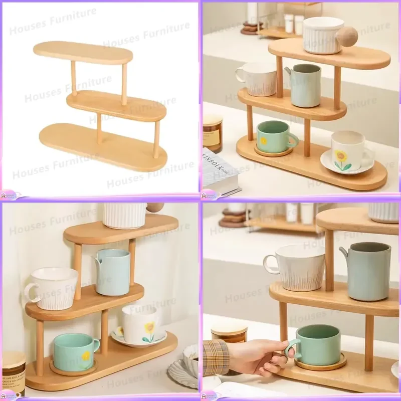 Bamboo Multi Layer Storage Rack Desktop Cosmetic Organizer Perfume Essential Oil Display Stand Multifunctional Shelf Home