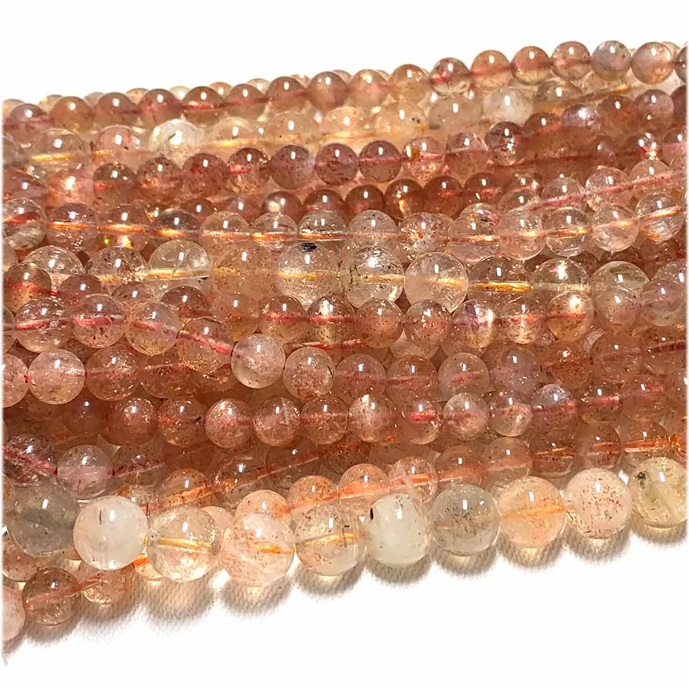 

Veemak Gold Sanidine Sunstone Round Loose Beads For Jewelry Making Natural Gemstones Crystal DIY Necklace Bracelets Pendant