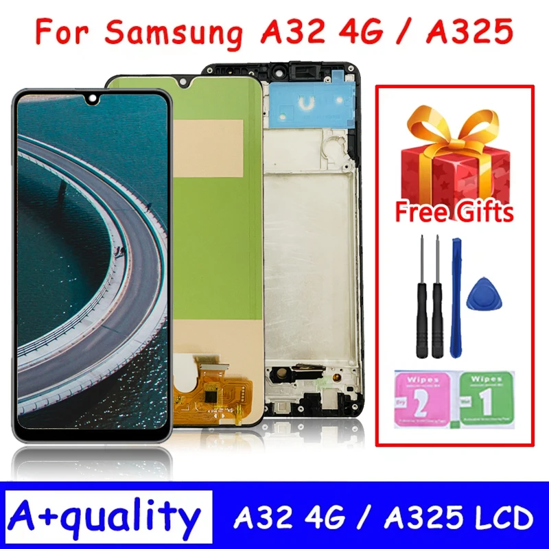 Pantalla LCD de 6,4 pulgadas probada para Samsung A32 4G A325 A325F SM-A325M SM-A325F/DS, conjunto de digitalizador de pantalla táctil para Samsung A325 LCD
