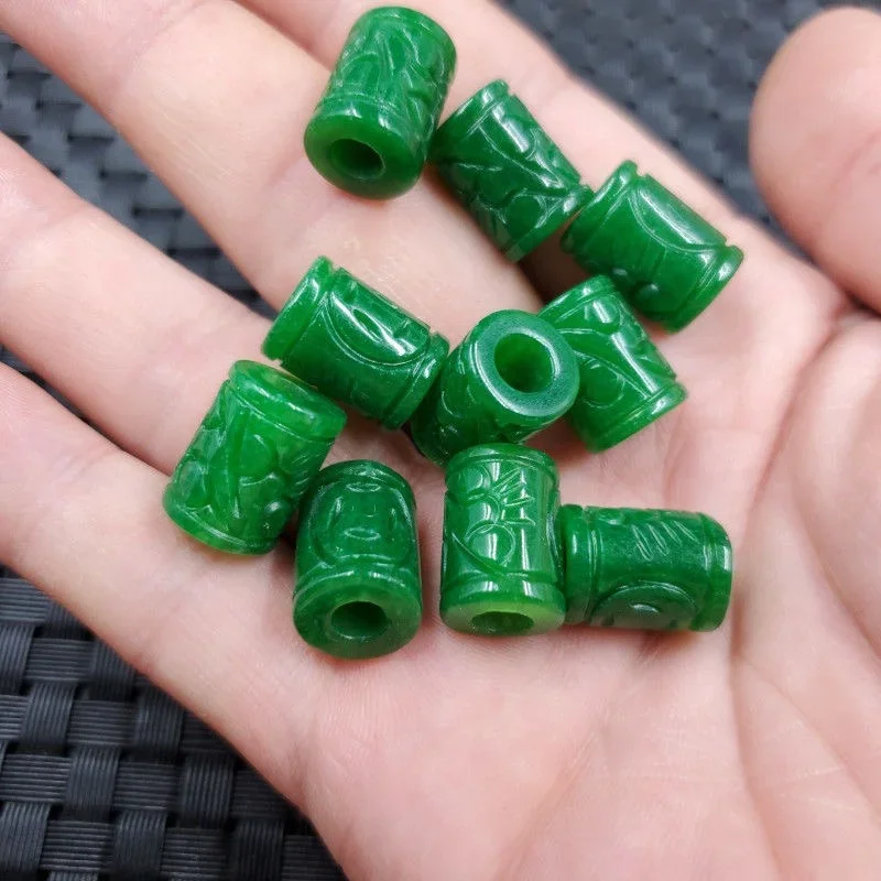 5pc naturalne A zielonego jadeitu pieniądze koraliki DIY bransoletka bransoletka urok jadeit biżuteria akcesoria mody Amulet prezenty dla kobiet mężczyzn — zdjęcie 3
