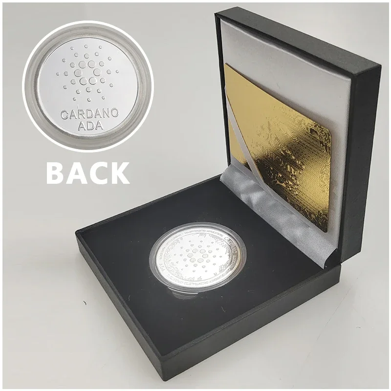 1pcs Ada Ripple BNB DogeCoin TRX Lumen Ada  Dogecoin Cardano Crypto Bitcoin Litecoin Cryptocurrency Metal Coin with Black Box