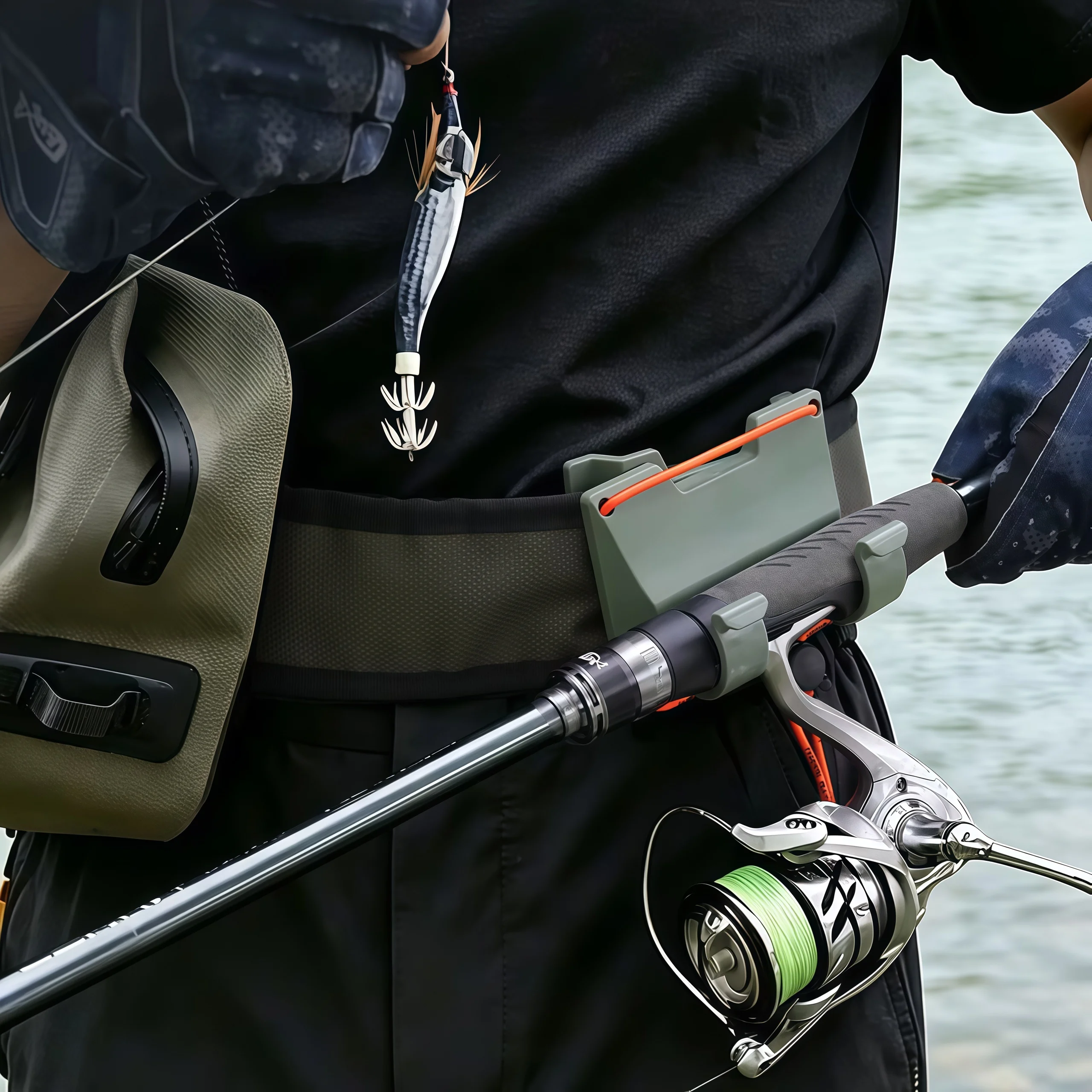 Suporte de Cinto para Celular DEUKIO para Uso Externo com Sistema de Trava Deslizante Mãos-Livres e Rotação 360° °   Rotação para Varas de Pesca com M