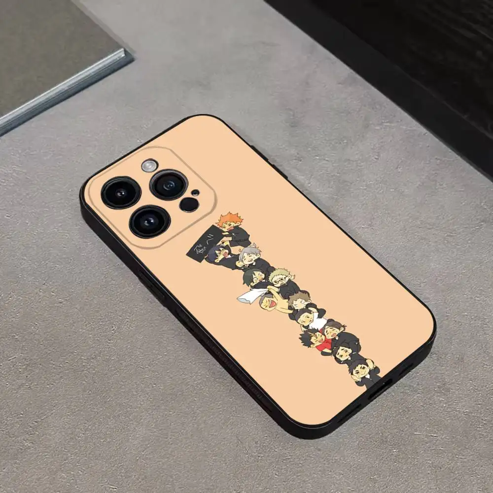 حافظة هاتف Amine H-Haikyuu لهاتف iPhone 17,16,15,14,13,12,11 Plus,Pro Max,XS,X,XR,SE,Mini,8,7,غطاء أسود من السيليكون الناعم