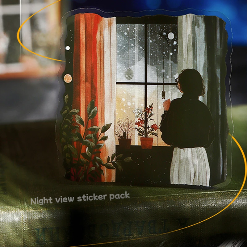 2Style 30Pcs/bag Wonderful Night Theme Large Size Night Scene Stickers Handbook Material DIY Scrapbook Phone Case Photo Frame