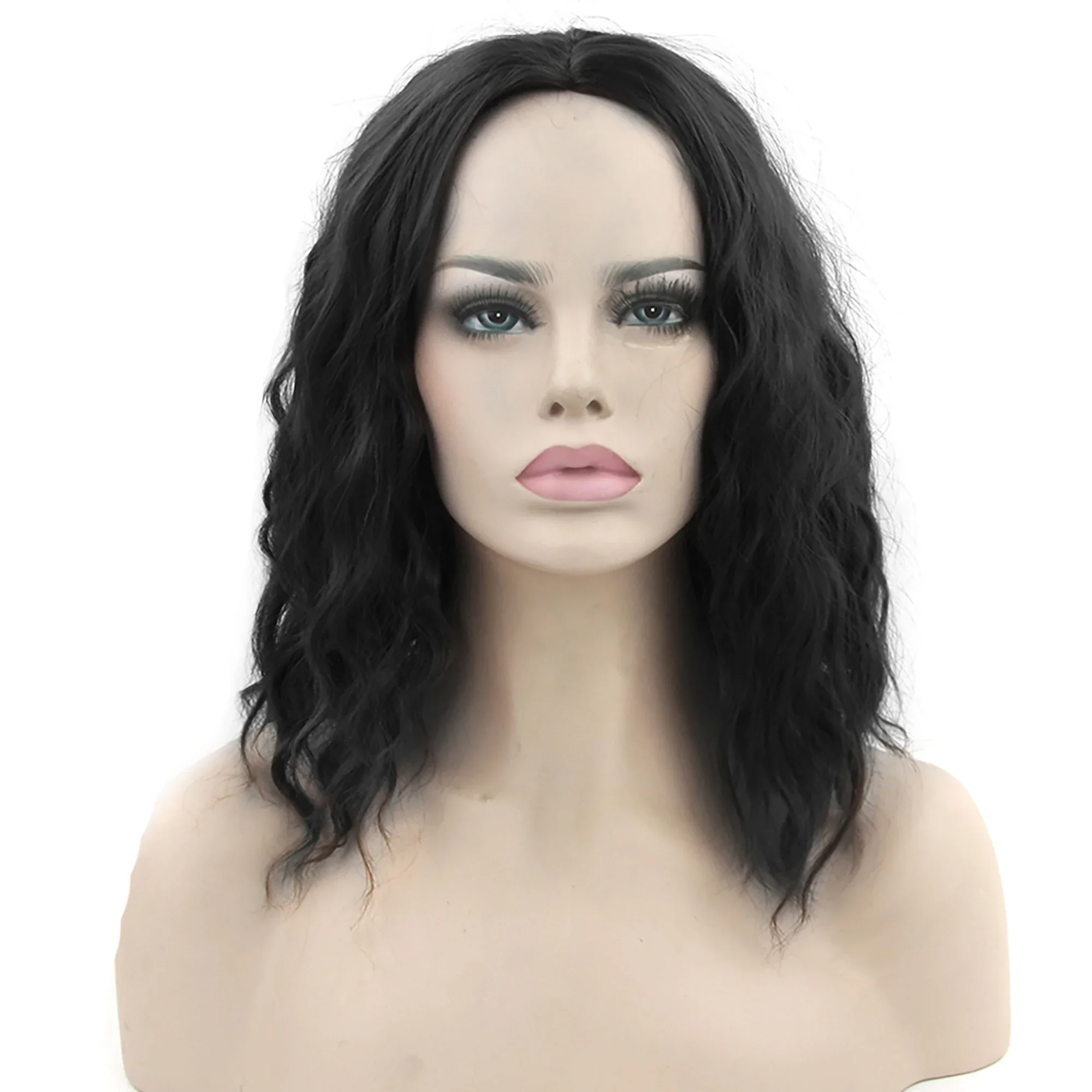 Soowee Cosplay Wig Curly BOBO Black Wigs Short Women Synthetic Hairpiece Heat Resistant Fiber Party Hair Piece