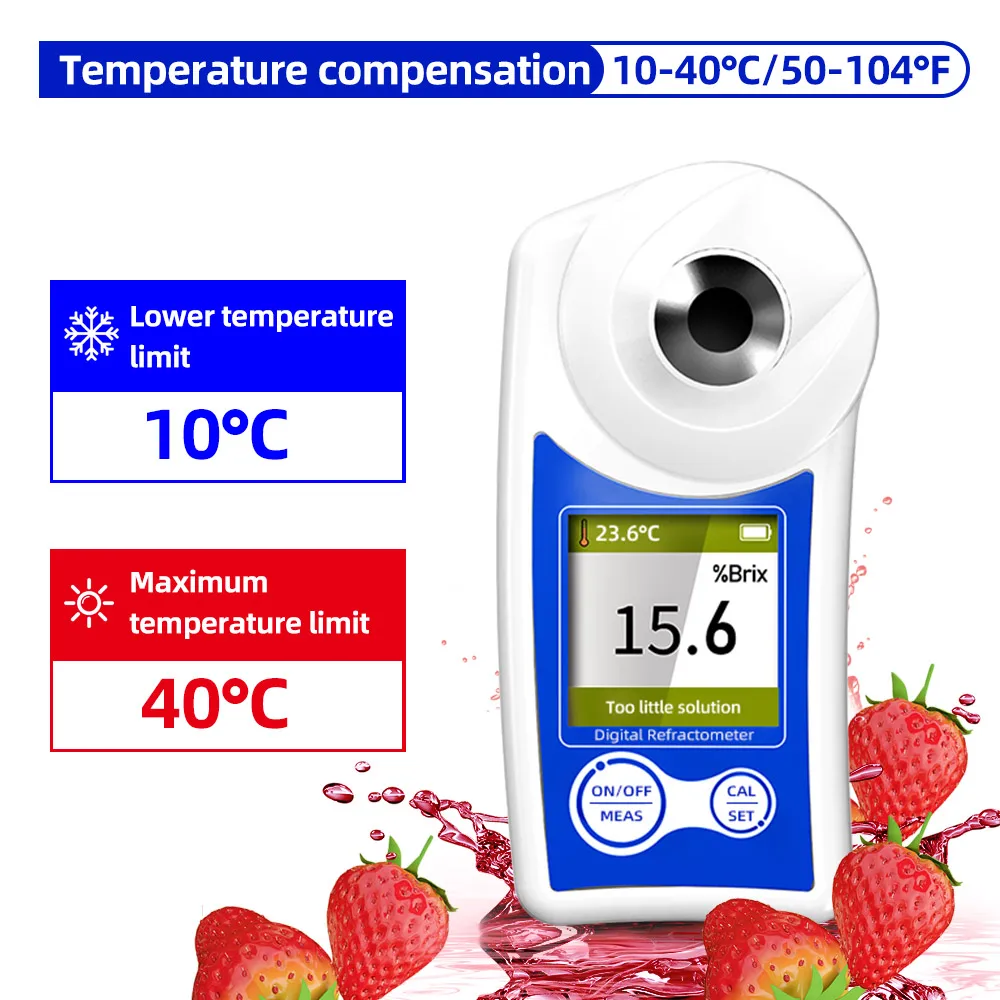 Digital Brix Refractometer Range 0-55%  ±0.2% High Precision for Fruits Juices Vegetables Drinks and Coffee