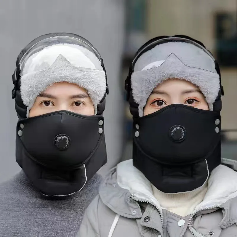 قبعة الصياد الحرارية الشتوية ذات اللون النقي مبطنة بالصوف للتزلج وركوب الدراجات للجنسين في الهواء الطلق وحماية الأذن في الطقس البارد