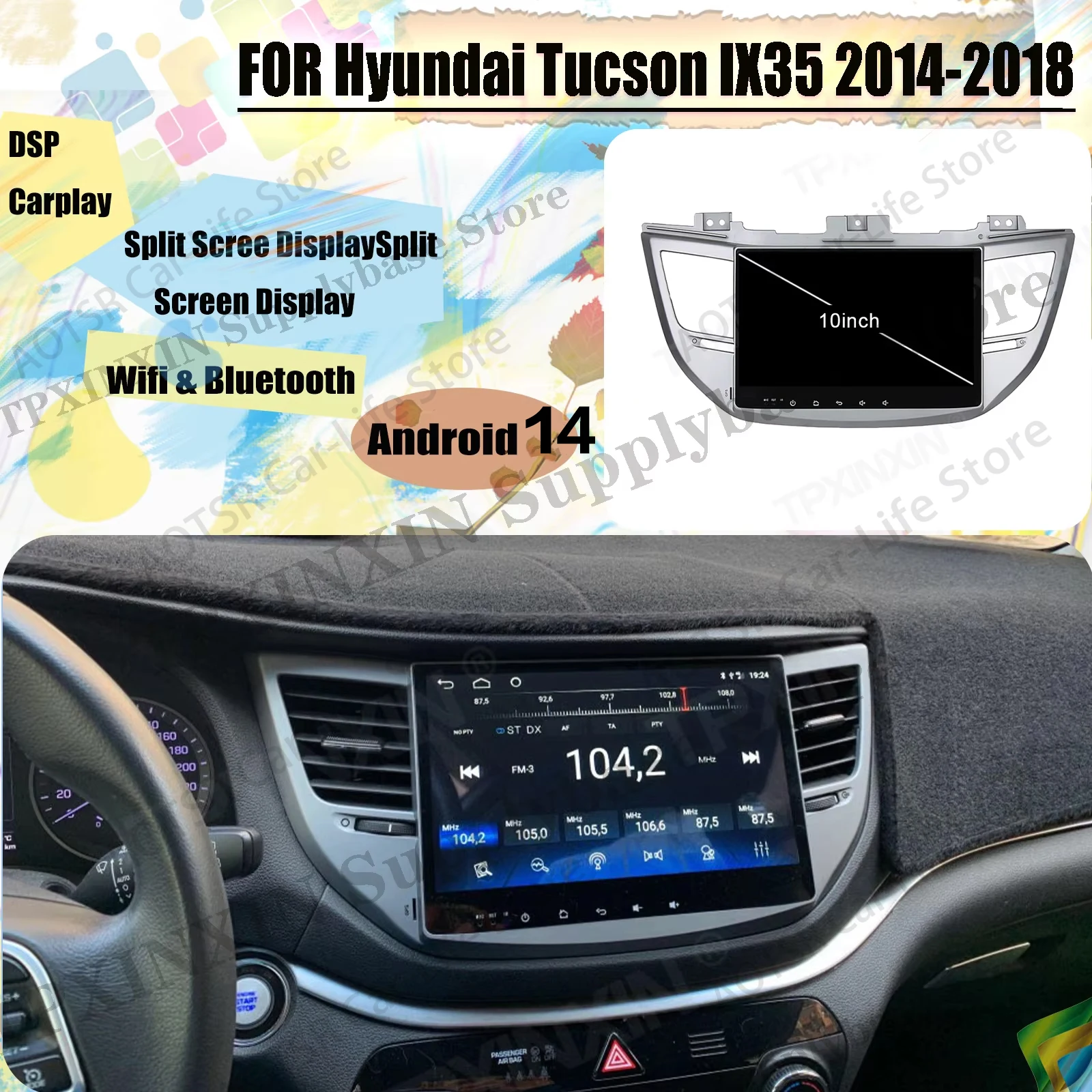 

Автомагнитола 2 DIN, стереоресивер на Android 14 для Hyundai Tucson IX35 2014-2019, проигрыватель, аудиорекордер, головное устройство