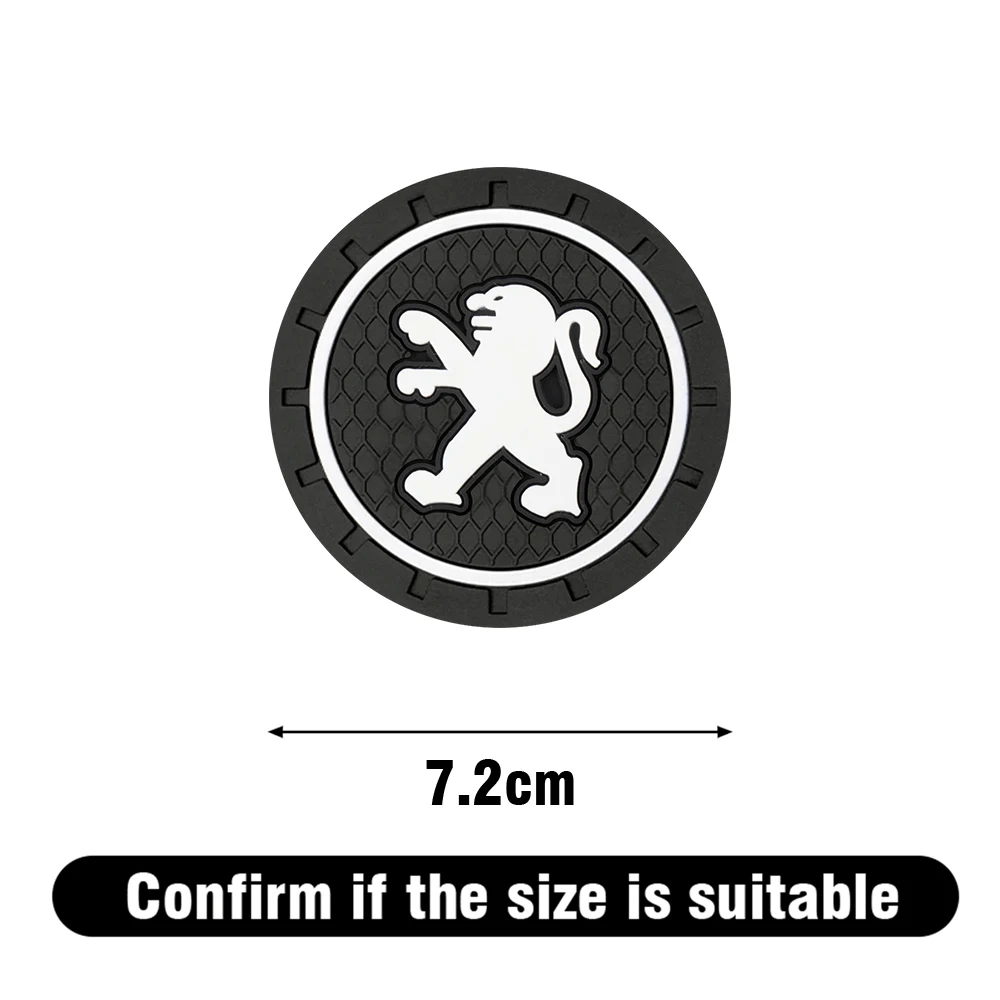 1/2pc Car Badge Water Cup Holder Anti-slip Pad Mat Bottle Slot Coaster For Peugeot 206 207 208 306 307 308 508 106 107 2008 3008