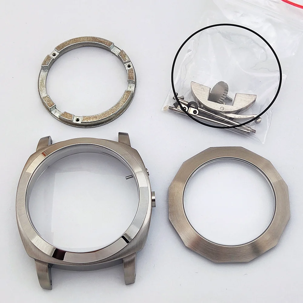 Caixa de 44mm st2555, aço inoxidável 316l, vidro de safira, à prova d'água, adequada para movimento st2555, caixa de relógio de luxo