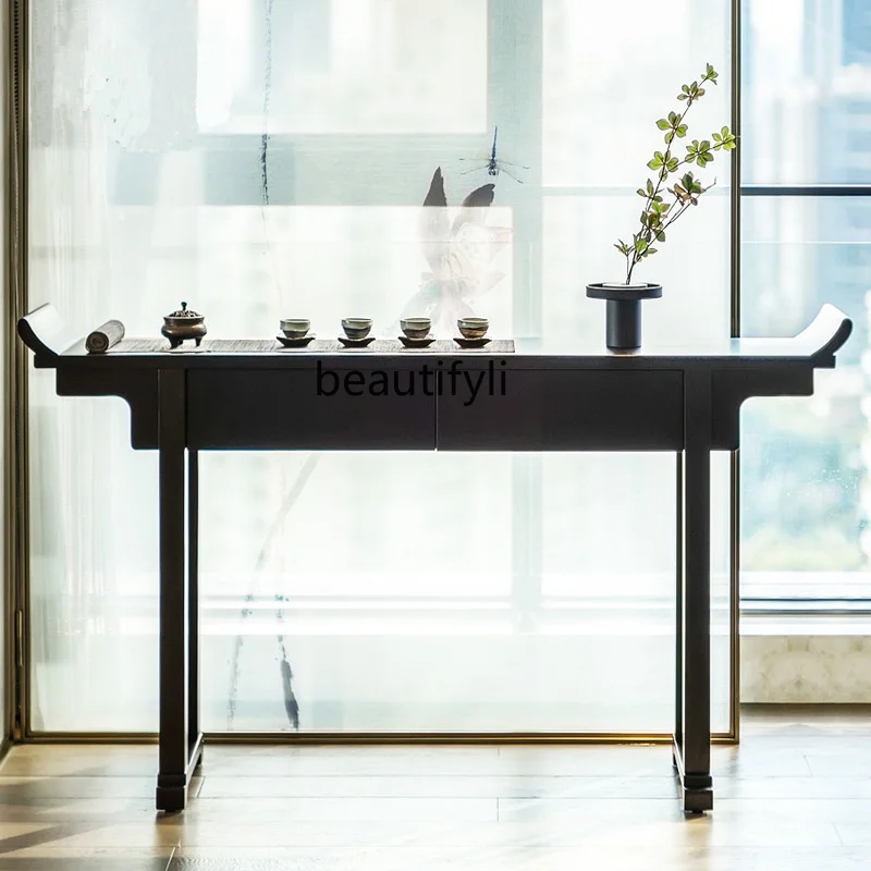 

New Chinese-style solid wood xuanguan table upturned head supply table end view table living room partition decorative cabinet