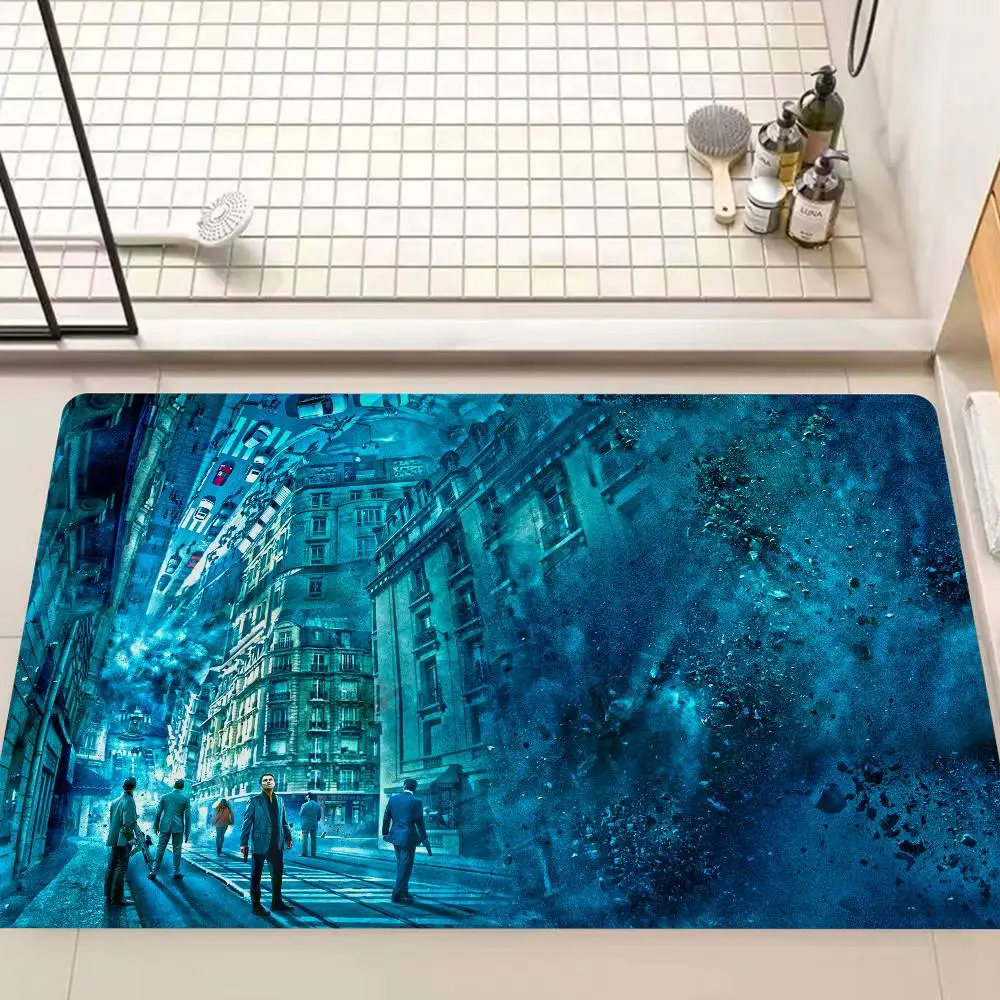 พรมเช็ดเท้าลายภาพยนตร์ไซไฟคลาสสิก ลายอินเซปชั่น ซักได้ กันลื่น ใช้ได้กับห้องนั่งเล่น เก้าอี้โซฟา พื้นที่ต่างๆ ในครัว พรมต้อนรับ