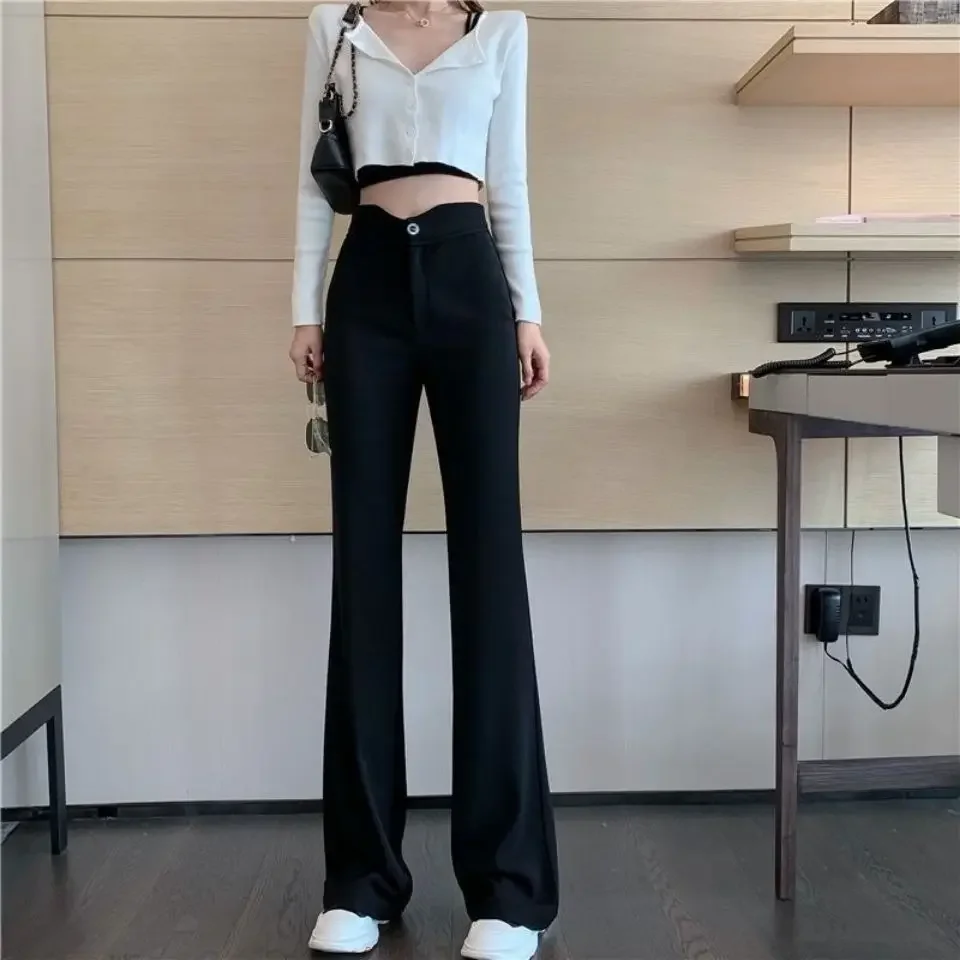 

Trousers for Women Casual Summer Women's Bell Pants 2024 Flared Leggings Aesthetic Tailoring Fluid High Waist Black Suit Pants