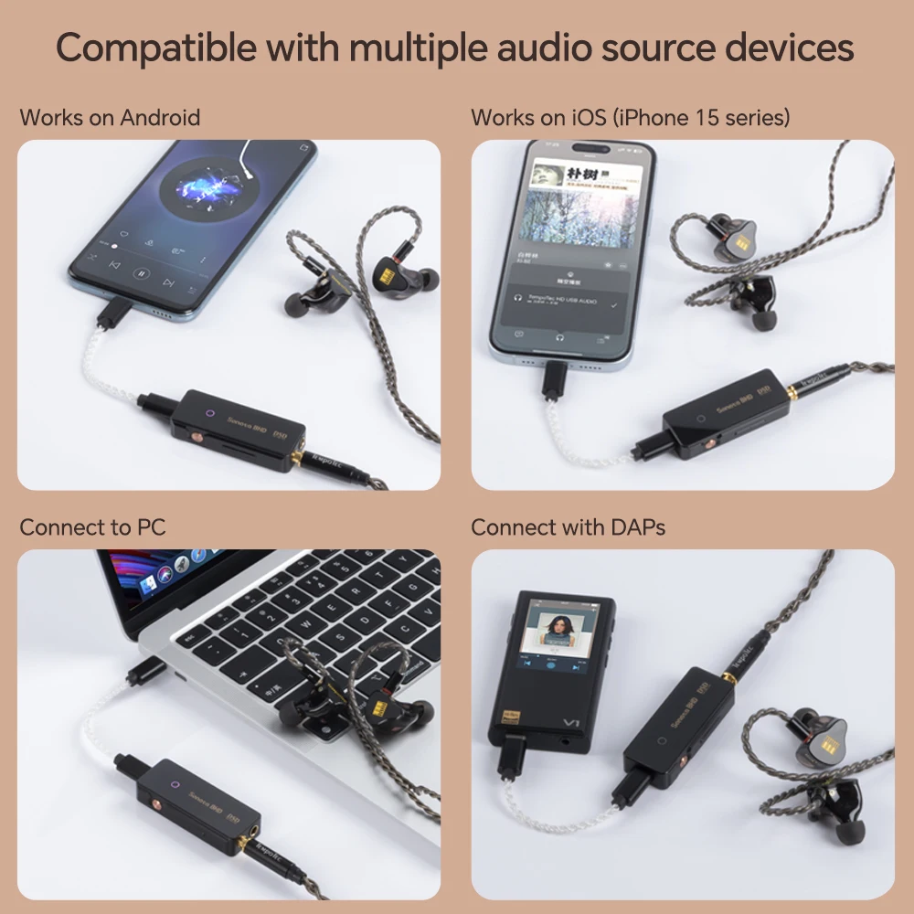 TempoTec Sonata BHD portable USB C dongle DAC&,3 Gain levels, 4.4mm&3.5mm,DSD256 PCM32Bit/384kHz