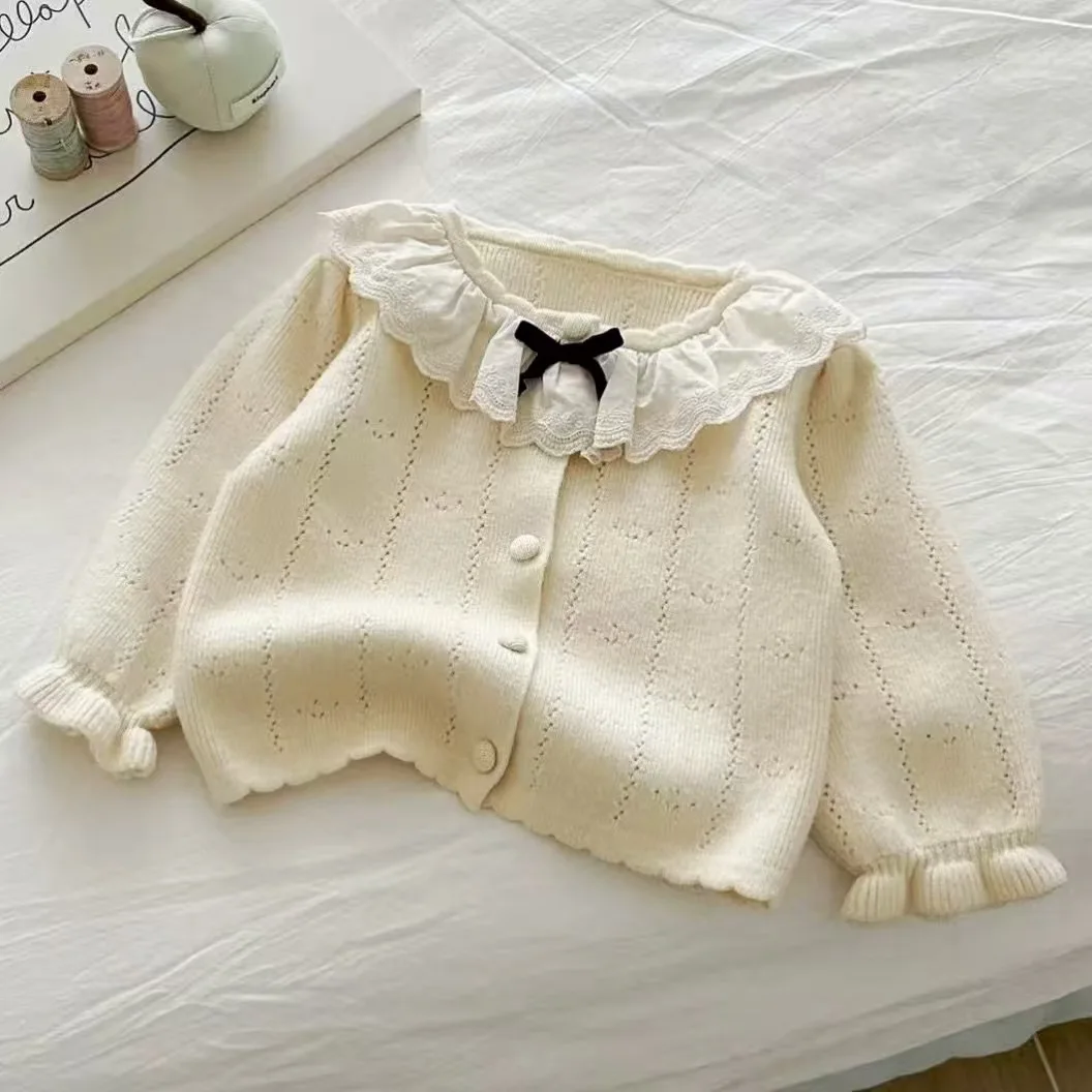 

Cardigan Sweater Girls Spring and Autumn Thin Jacket Children's Sweater Knitted Long Sleeve Baby Girl Sweater
