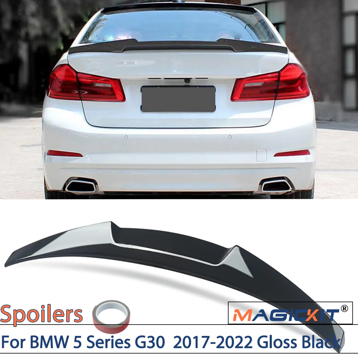 

M5 Carbon Fiber Rear Bumper Lip Trunk Roof Wing M4 Style Spoiler Kit for BMW 5 Series G30 2017-2022 Gloss Black car accessories