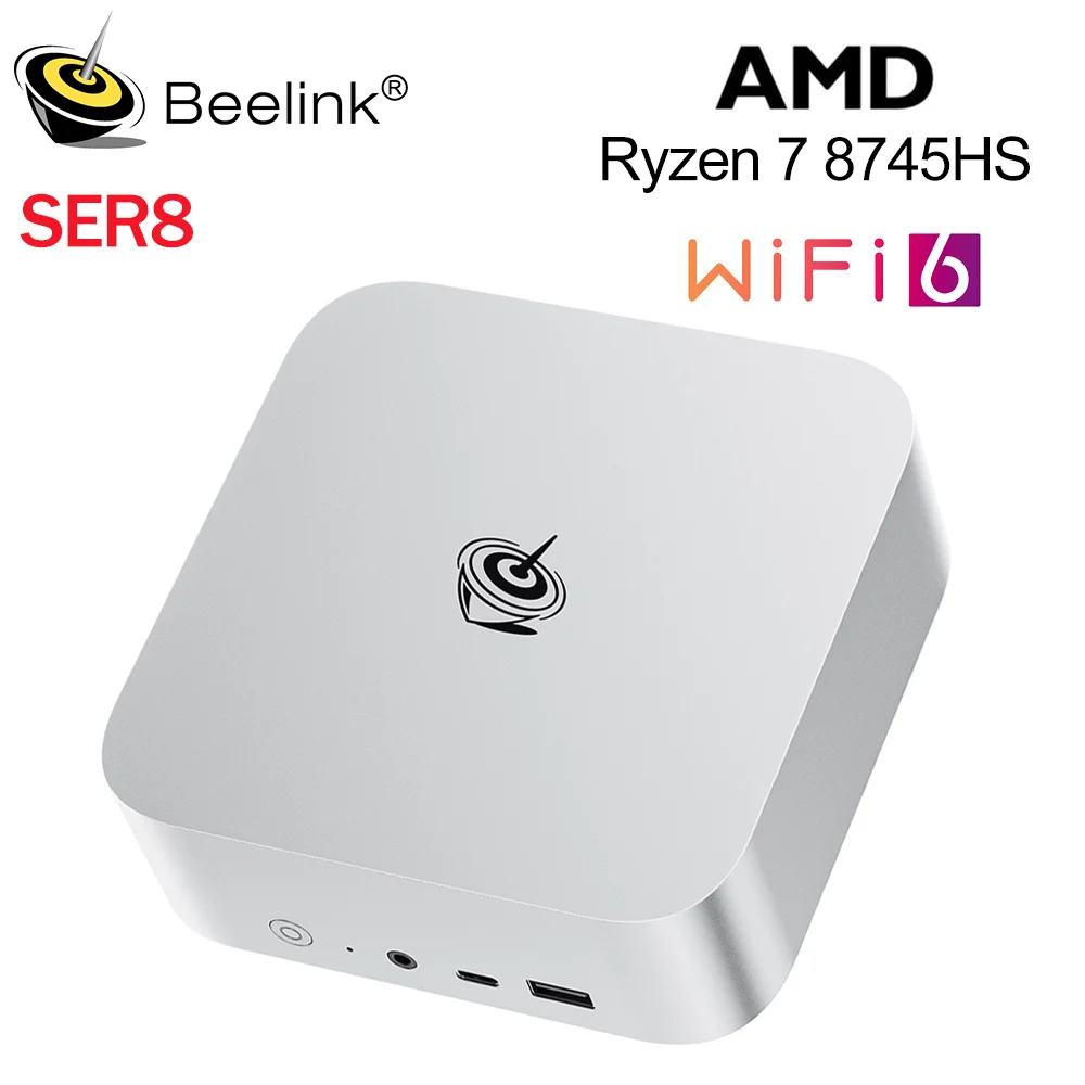Beelink SER8 8745HS Мощный мини-ПК AMD 64 ГБ DDR5 2 ТБ SSD USB4 2,5 Гбит/с Wi-Fi6 BT5.2 для домашнего настольного компьютера SER