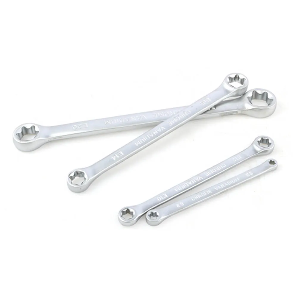 4Pcs Star Double Torx Wrench Spanner E6 - E24 E-Type Double-Ended Hexagon Hand Tools Metal E-Ring Wrench Spanner