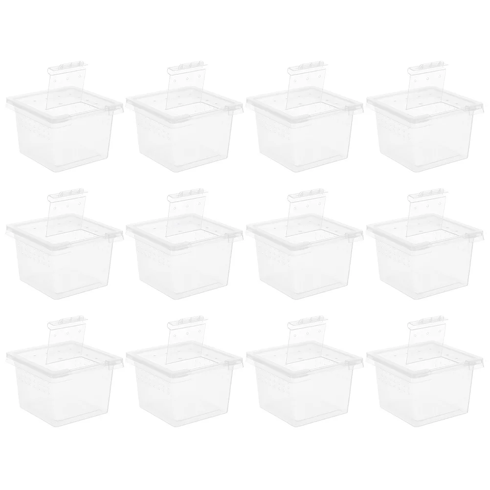 

12Pcs Reptile Breeding Box Transparent Climbing Pet Container High Hardness Ventilated Terrarium for Small Animals Spiders