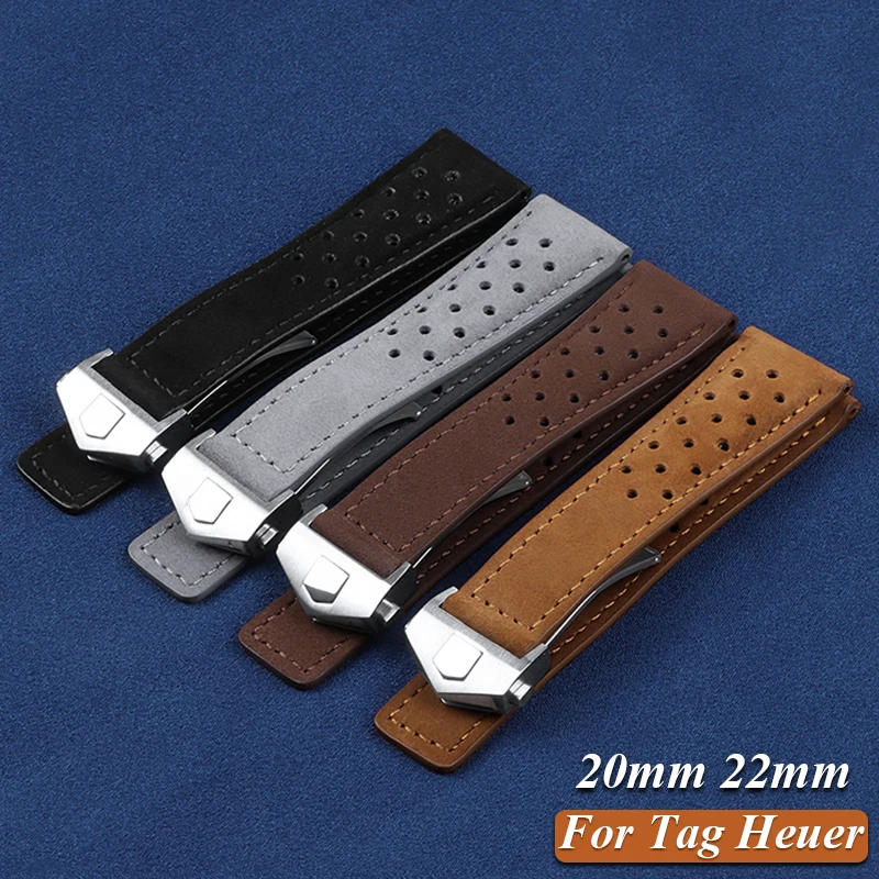 Echtes Rindsleder-Uhrenarmband für Tag Heuer-Uhrenarmband für Carrera-Serie, Damen- und Herren-Armbanduhren, Faltschließe