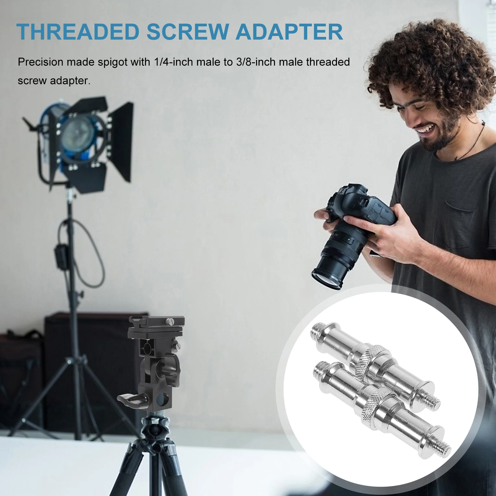 

2 Pcs Adapter Light Spigot Screw Convertor Threaded Stand Stud Studio Camera