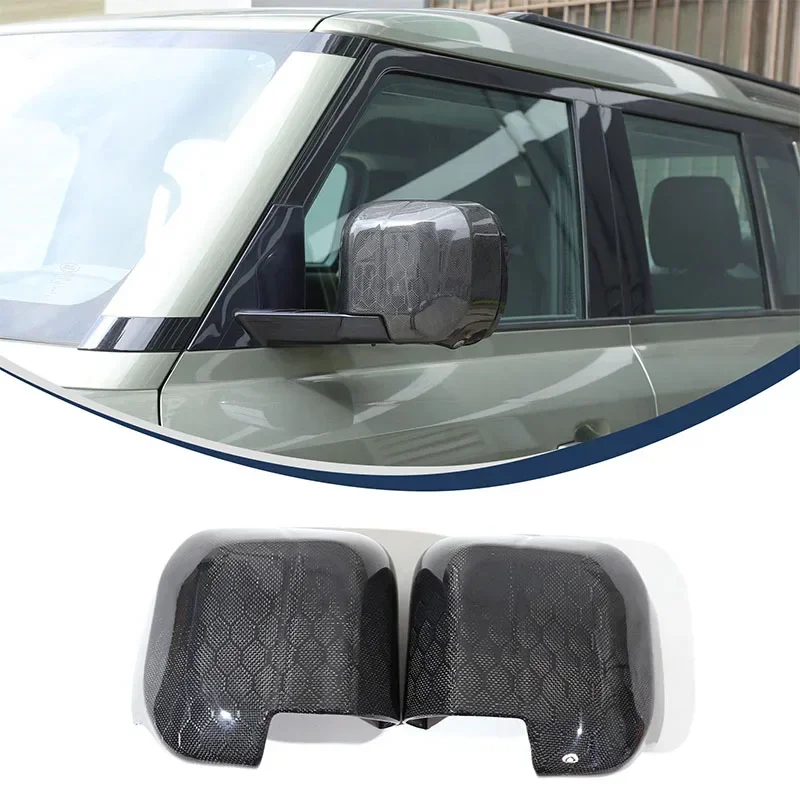 For Land Rover Defender 90 110 130 2020+ Real Carbon Fiber Car Rearview Mirror Cover Trim Sticker Car Protection Accessories