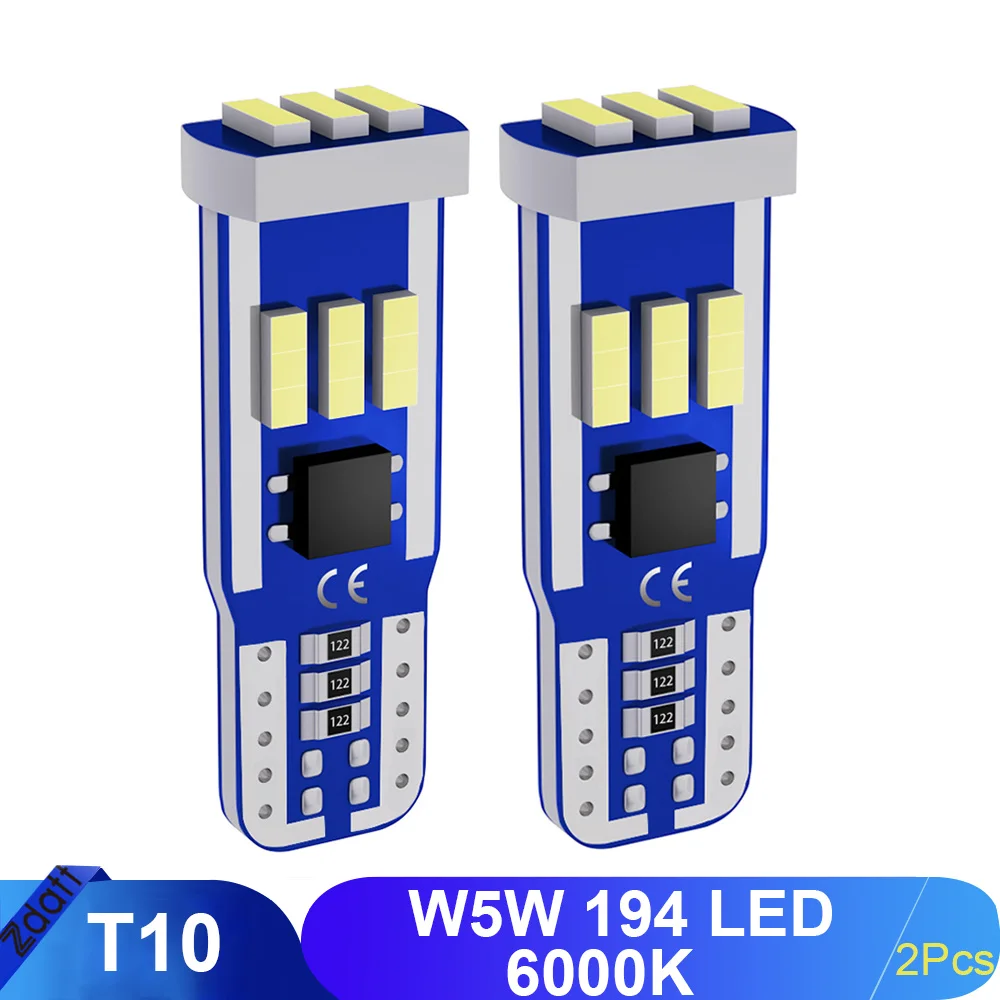 2Pcs W5W 194 T10 Led Canbus No Error Car Interior Light T10 9 SMD 4014 Chip 6000K White Clearance Light Reading Bulb Singal Lamp