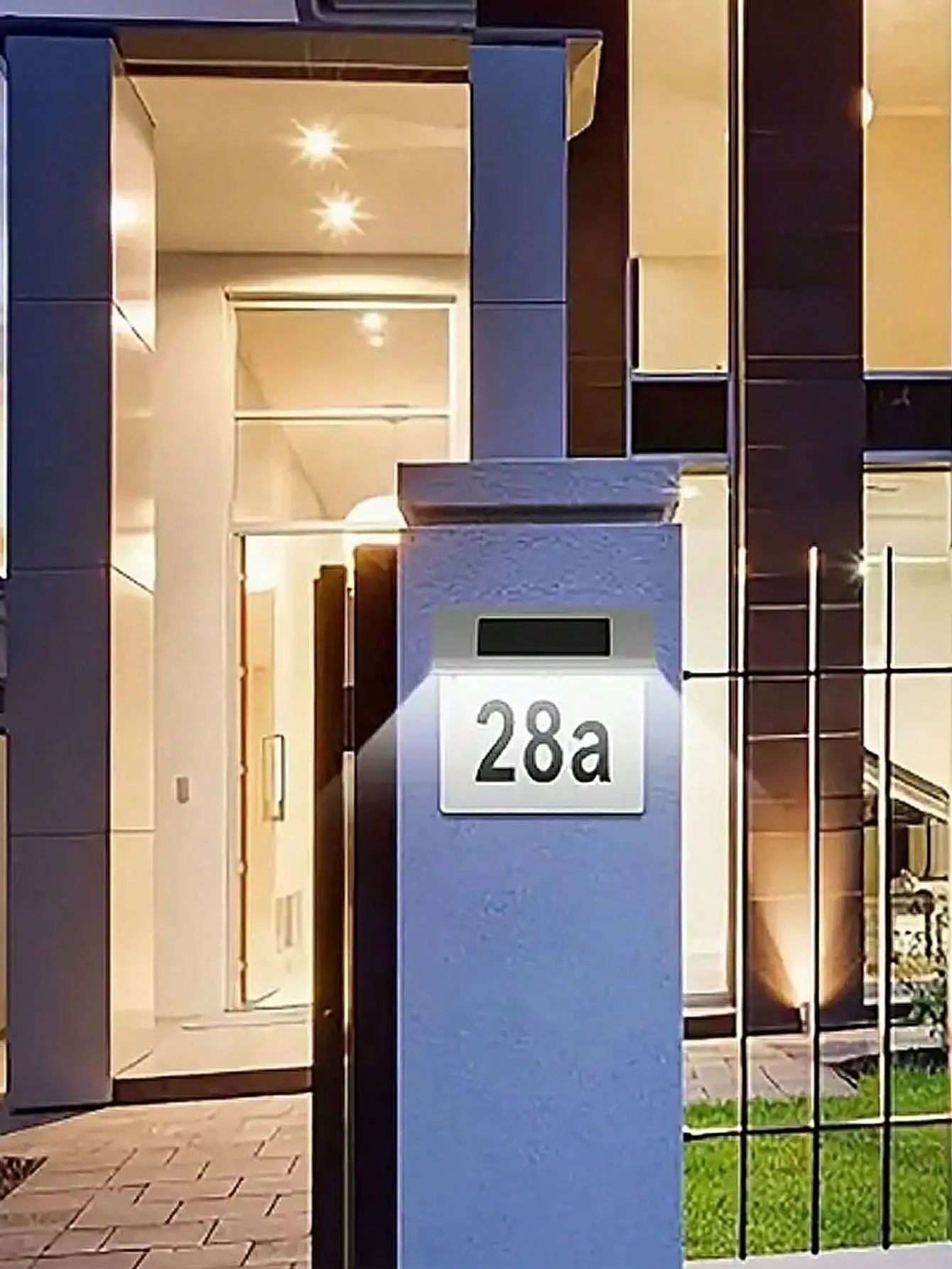 1 Pack 4LED Solar House Number Sign: Waterproof Lighted Nameplate for Home Yard Garden Gift
