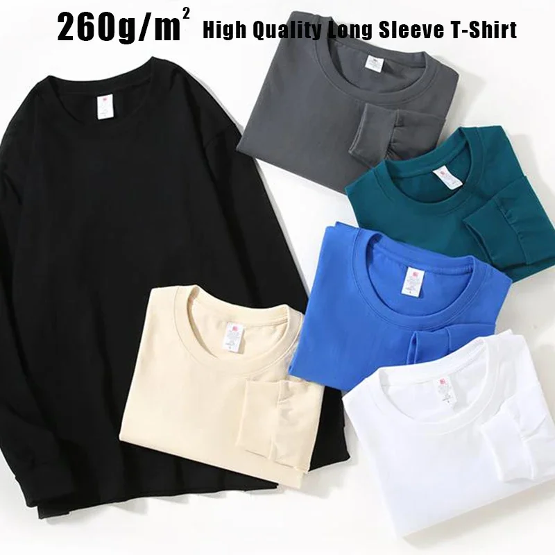 

High Quality Cotton Men's T-Shirts Long Sleeve Slim Men T-Shirt Young Man Pure Color Tops Tees Shirt O-Neck For Male Boys Tshirt