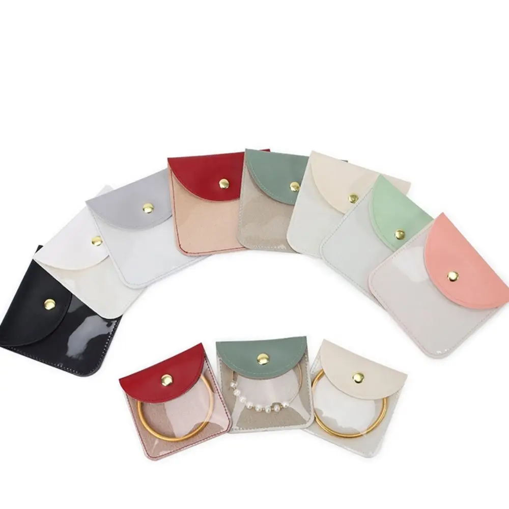 5 шт., сумки для упаковки ювелирных изделий с кнопками, изысканный чехол для ушей, серьги, кольца, сумка для хранения ювелирных изделий, органайзер, прозрачный