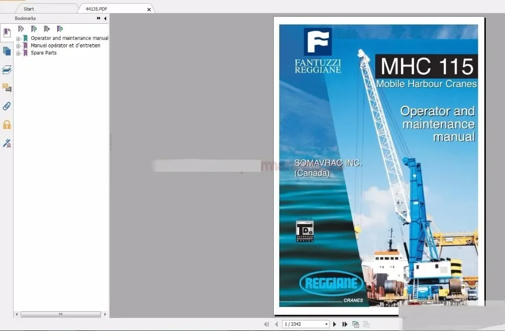 Fantuzzi Harbnour Cranes Operator, Maintenance Manual, Hydraulic and Electrical Schematic